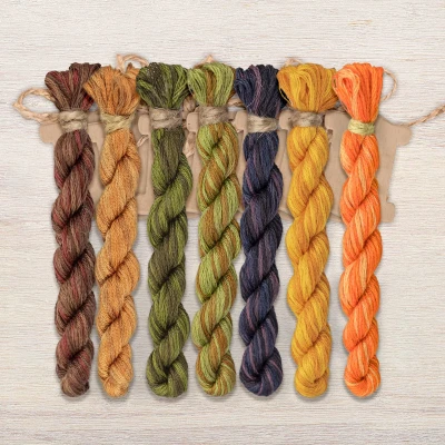 Set of OwlForest Hand-Dyed Threads for the “Pumpkin Shelf” (DMC) 