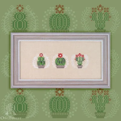Free embroidery digital chart “Festive Cacti”