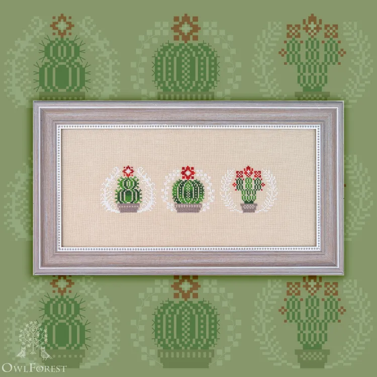 Free embroidery digital chart “Festive Cacti”