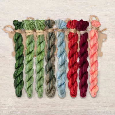 Set of OwlForest Hand-Dyed Threads for the “Berry Alphabet” Chart (Thread Trade n.a. Kirov)