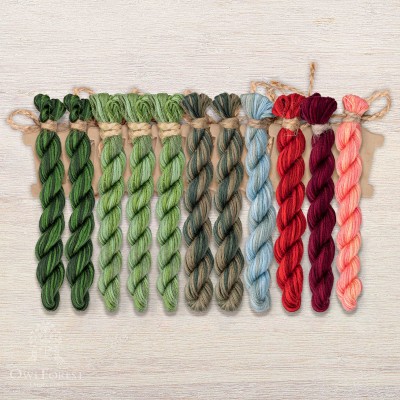 Set of OwlForest Hand-Dyed Threads for the “Berry Alphabet” Chart (Thread Trade n.a. Kirov)