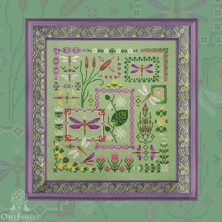 Printed embroidery chart “Ringing Dragonflies”