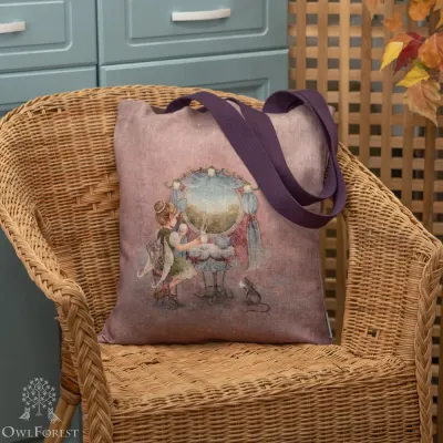 “Fairy and Lily of the Valley Tea” Linen Shopping Bag 