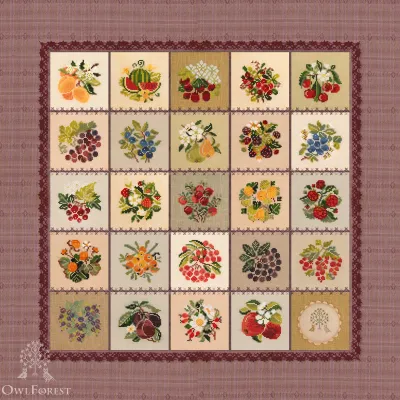 Digital embroidery chart “Fruit and Berry Bowl”