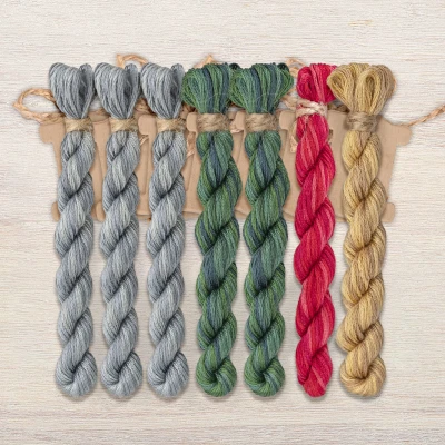 Set of OwlForest Hand-Dyed Threads for the “Pomegranate Alphabe” (DMC) 