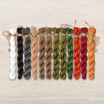 Set of OwlForest Hand-Dyed Threads for the “Yaga's Cat”  (Thread Trade n.a. Kirov) 