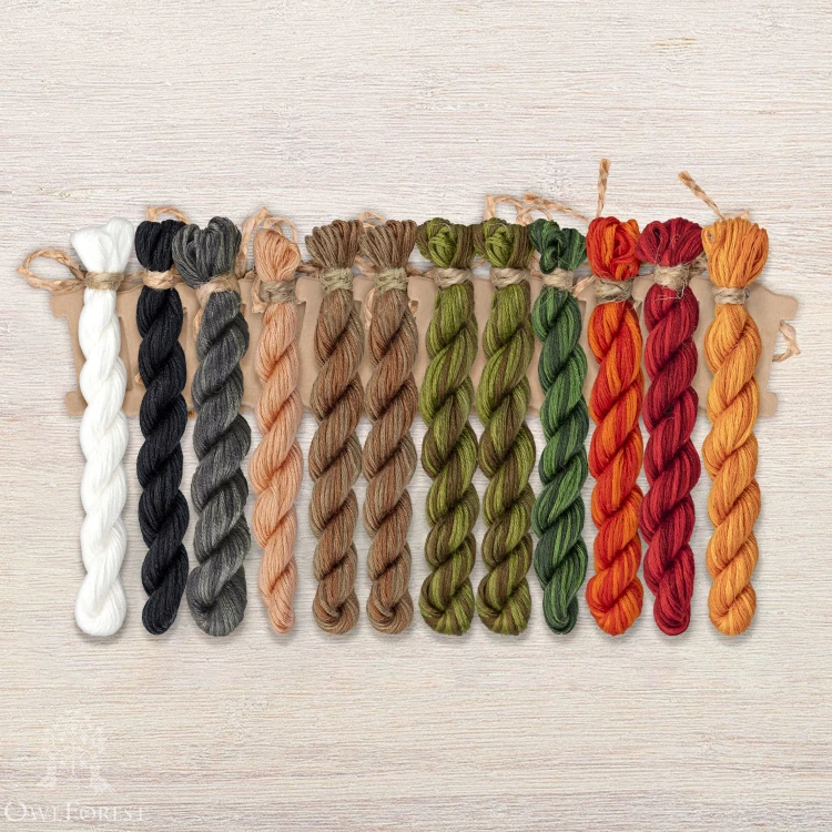 Set of OwlForest Hand-Dyed Threads for the “Yaga's Cat”  (Thread Trade n.a. Kirov) 