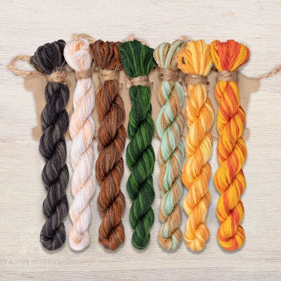 Set of OwlForest Hand-Dyed Threads for the “Pretty Pumpkins” Free Chart (DMC)