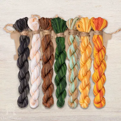 Set of OwlForest Hand-Dyed Threads for the “Pretty Pumpkins” Free Chart (DMC)