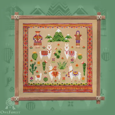 Printed embroidery chart “Llamas”