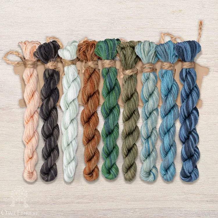 Set of OwlForest Hand-Dyed Threads for the “Needlework Place” Chart (DMC)