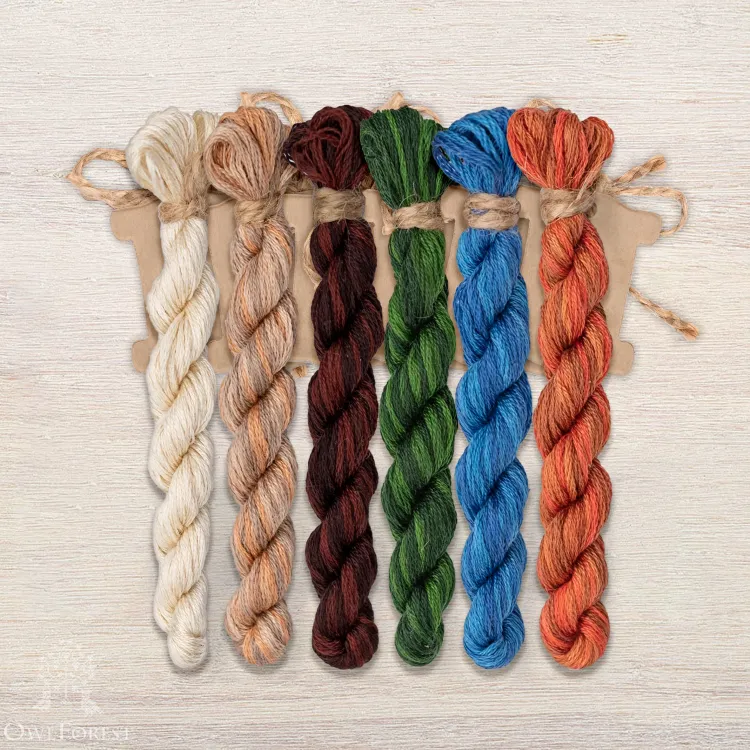 Set of OwlForest Hand-Dyed Threads for the “Fox Meadow” Chart (DMC)