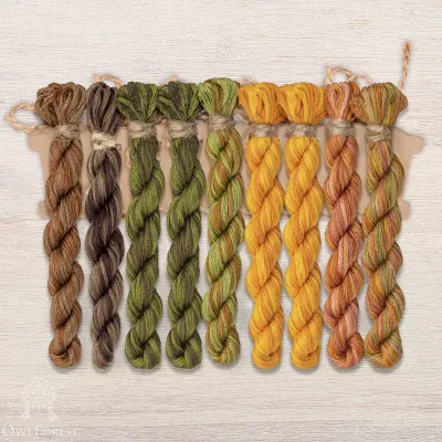 Set of OwlForest Hand-Dyed Threads for the “Sunflower House” Chart (DMC)