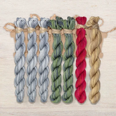 Set of OwlForest Hand-Dyed Threads for the “Pomegranate Alphabe” (Thread Trade n.a. Kirov) 
