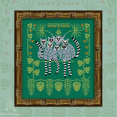 Free embroidery digital chart “Friendly Lemurs”