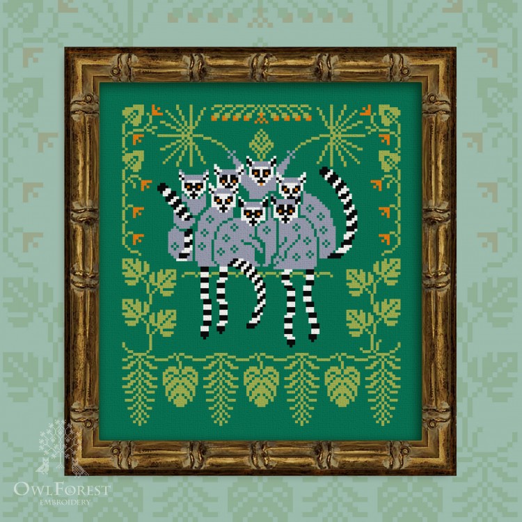 Free embroidery digital chart “Friendly Lemurs”