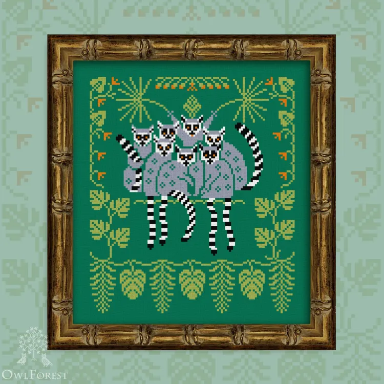 Free embroidery digital chart “Friendly Lemurs”