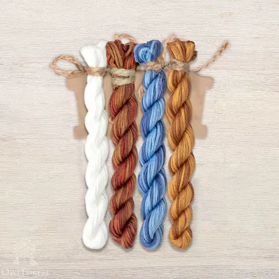 Set of OwlForest Hand-Dyed Threads for the “Birth Sampler. Kitten Boy” Chart (Thread Trade n.a. Kirov)