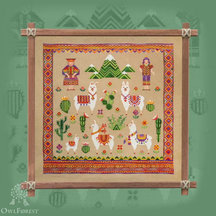 Digital embroidery chart “Llamas”