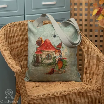“Autumn Cleaning” Linen Shopping Bag 
