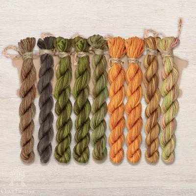 Set of OwlForest Hand-Dyed Threads for the “Sunflower House” Chart (Thread Trade n.a. Kirov)