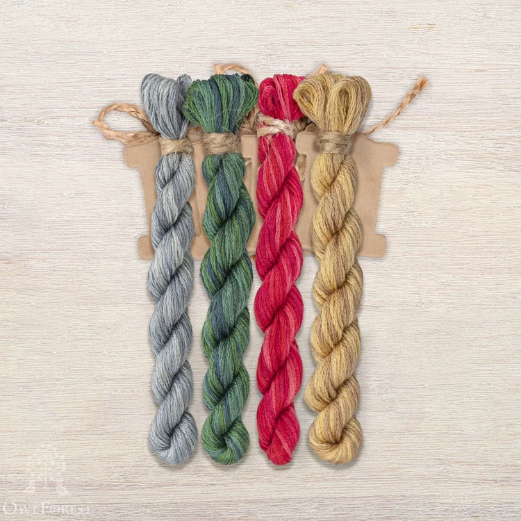Set of OwlForest Hand-Dyed Threads for the “Pomegranate Alphabe. Happy Birthday” (DMC) 