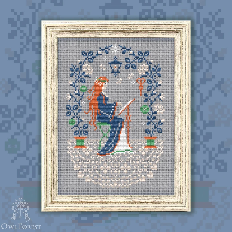 Digital embroidery chart “Cross-Stitching by Moonlight”