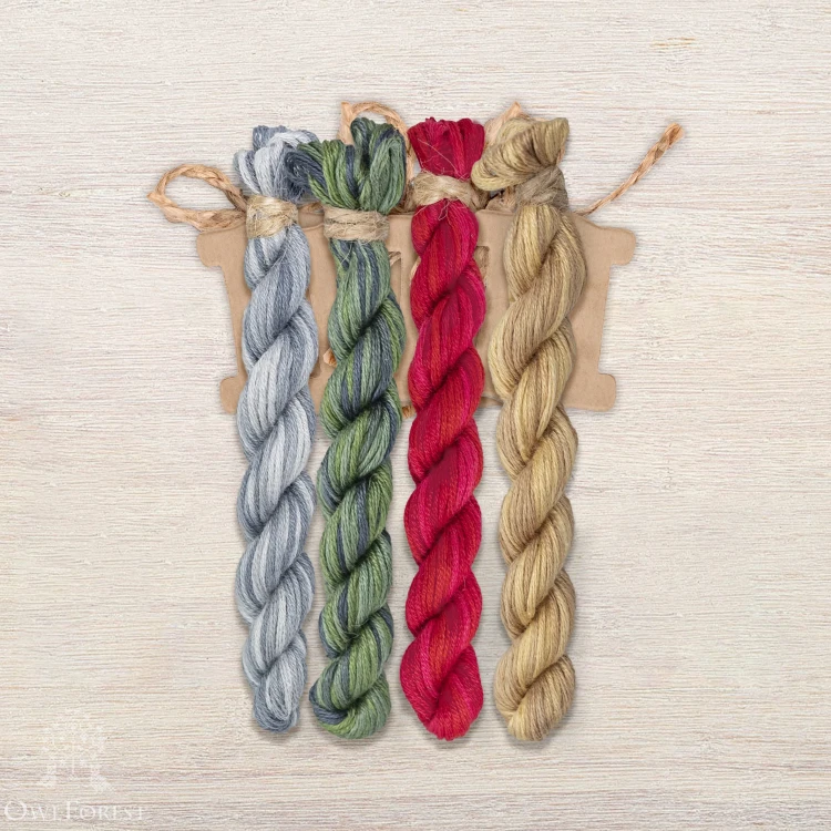 Set of OwlForest Hand-Dyed Threads for the “Pomegranate Alphabe. Happy Birthday” (Thread Trade n.a. Kirov) 
