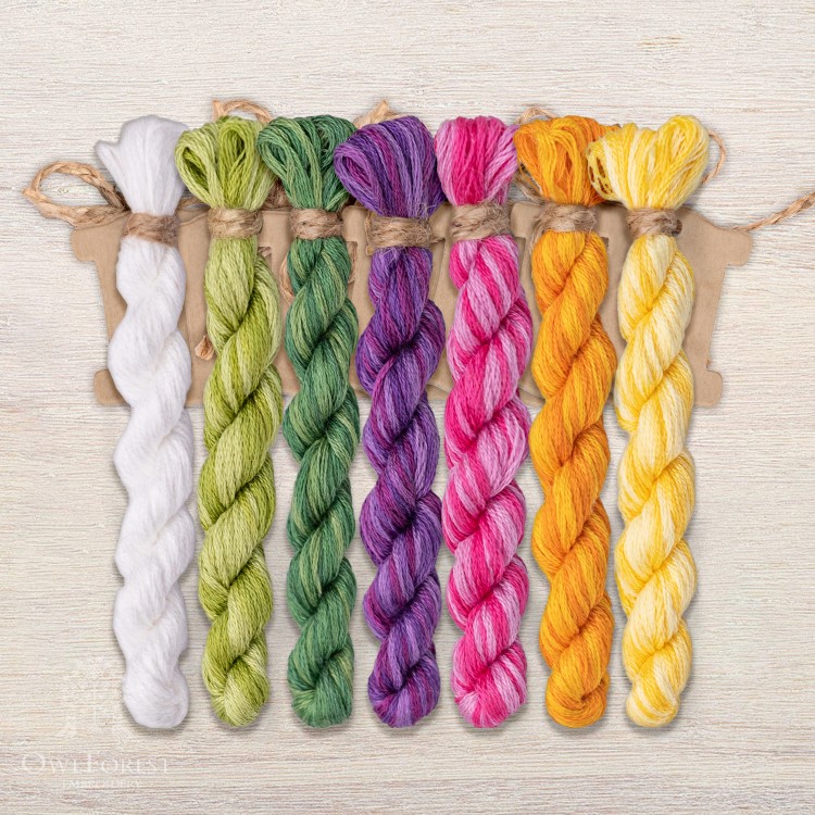 Set of OwlForest Hand-Dyed Threads for the “Tulips” Chart (DMC)