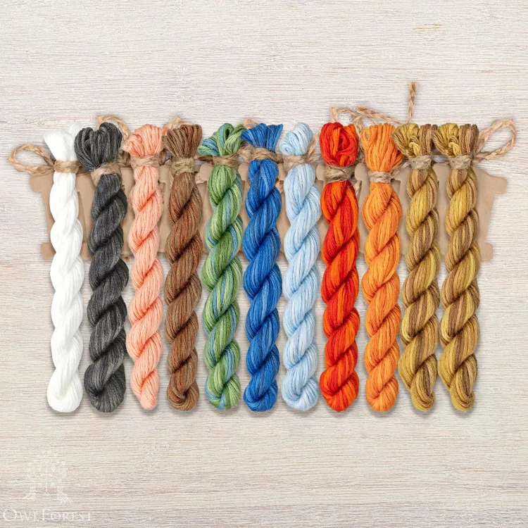 Set of OwlForest Hand-Dyed Threads for the “The Little Humpbacked Horse” Chart (Thread Trade n.a. Kirov)