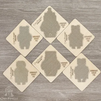 Set of Perforated Plywood Forms for the “Christmas Bears” Charts
