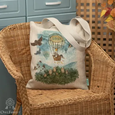 “Air-balloon Flight” Linen Shopping Bag 
