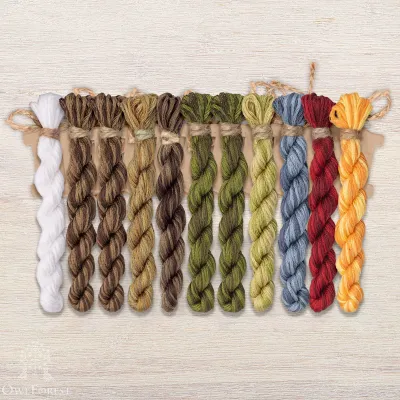 Set of OwlForest Hand-Dyed Threads for the “Pomegranate Oak” Chart (DMC)