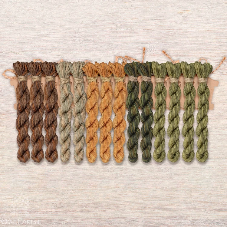 Set of OwlForest Hand-Dyed Threads for the “Oak Alphabet” (DMC) 