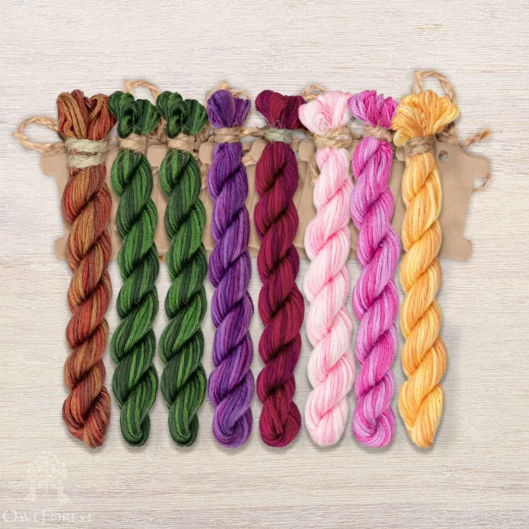 Set of OwlForest Hand-Dyed Threads for the “Ringing Dragonflies” Chart (Thread Trade n.a. Kirov)