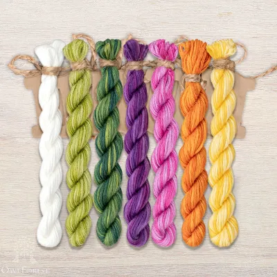 Set of OwlForest Hand-Dyed Threads for the “Tulips” Chart (Thread Trade n.a. Kirov)