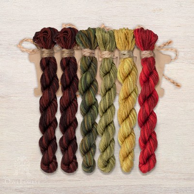 Set of OwlForest Hand-Dyed Threads for the “Transfigured Forest” Chart (DMC)