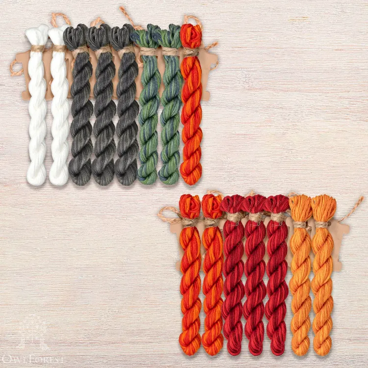 Set of OwlForest Hand-Dyed Threads for the “Two Dragons” Chart (Thread Trade n.a. Kirov)