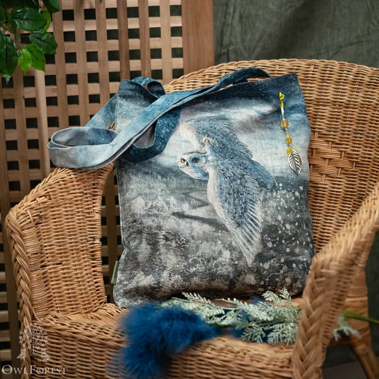 “Fluffy Snowflakes Princess” Linen Shopping Bag 