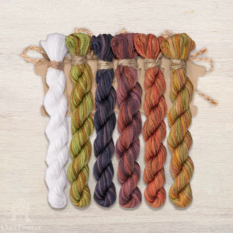 Set of OwlForest Hand-Dyed Threads for the “Autumn Skittering” Chart (DMC)