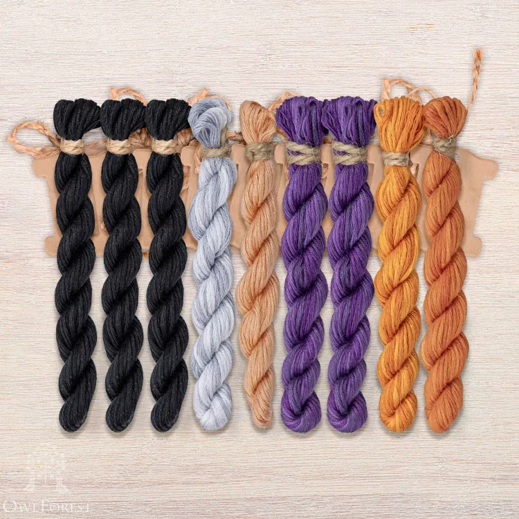 Set of OwlForest Hand-Dyed Threads for the “Pumpkin Porridge” Chart (Thread Trade n.a. Kirov)