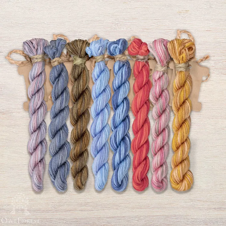 Set of OwlForest Hand-Dyed Threads for the “Ready for Summer” Chart (Thread Trade n.a. Kirov)