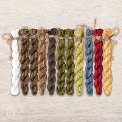 Set of OwlForest Hand-Dyed Threads for the “Pomegranate Oak” Chart (Thread Trade n.a. Kirov)
