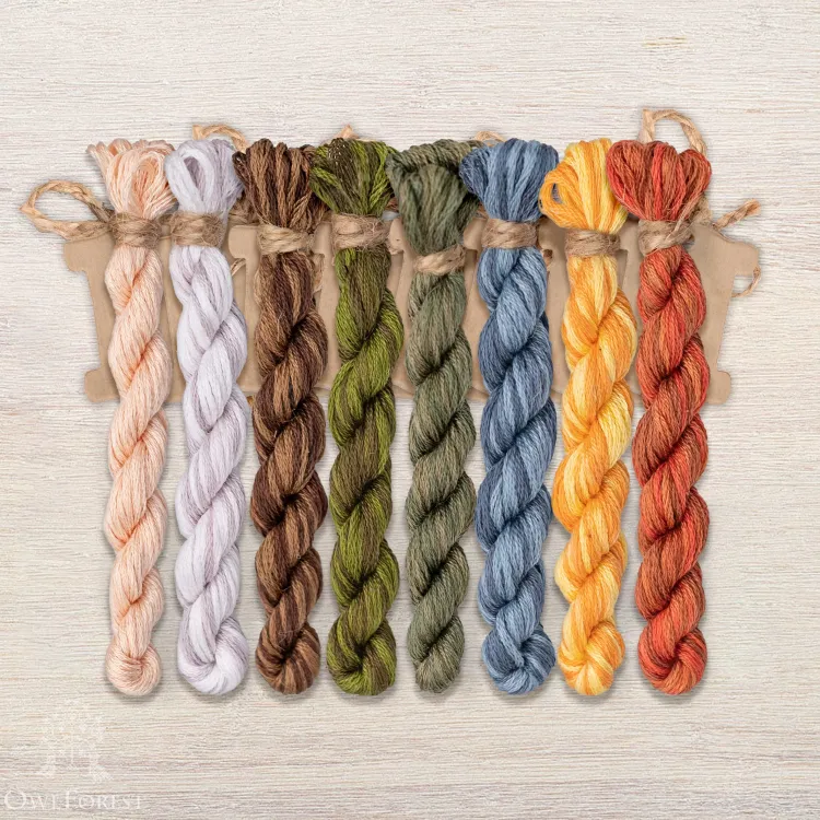 Set of OwlForest Hand-Dyed Threads for the “Vodyanoy” or “Water Spirit” Chart (DMC)