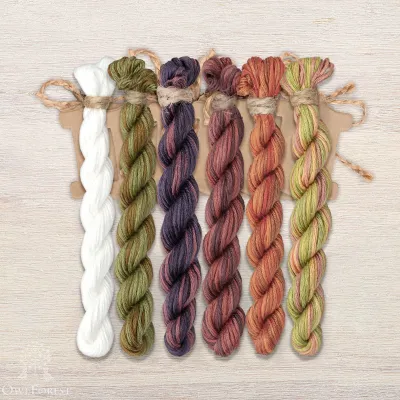 Set of OwlForest Hand-Dyed Threads for the “Autumn Skittering” Chart (Thread Trade n.a. Kirov)