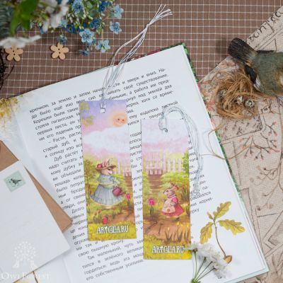 “Flowers and Bunnies” Set of 2 Bookmarks
