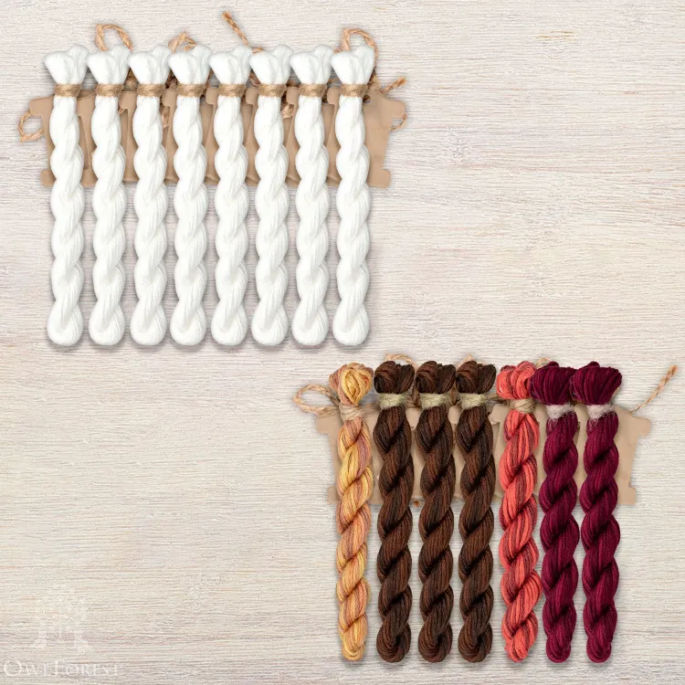 Set of OwlForest Hand-Dyed Threads for the “Winter Scenes” Chart (Thread Trade n.a. Kirov)