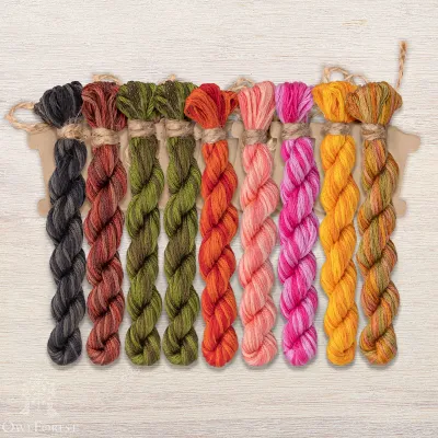 Set of OwlForest Hand-Dyed Threads for the “Rosehip Summer” Chart (DMC)