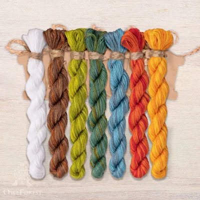 Set of OwlForest Hand-Dyed Threads for the “White Fortress” Chart (DMC)