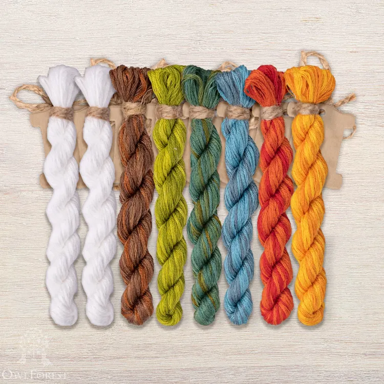 Set of OwlForest Hand-Dyed Threads for the “White Fortress” Chart (DMC)